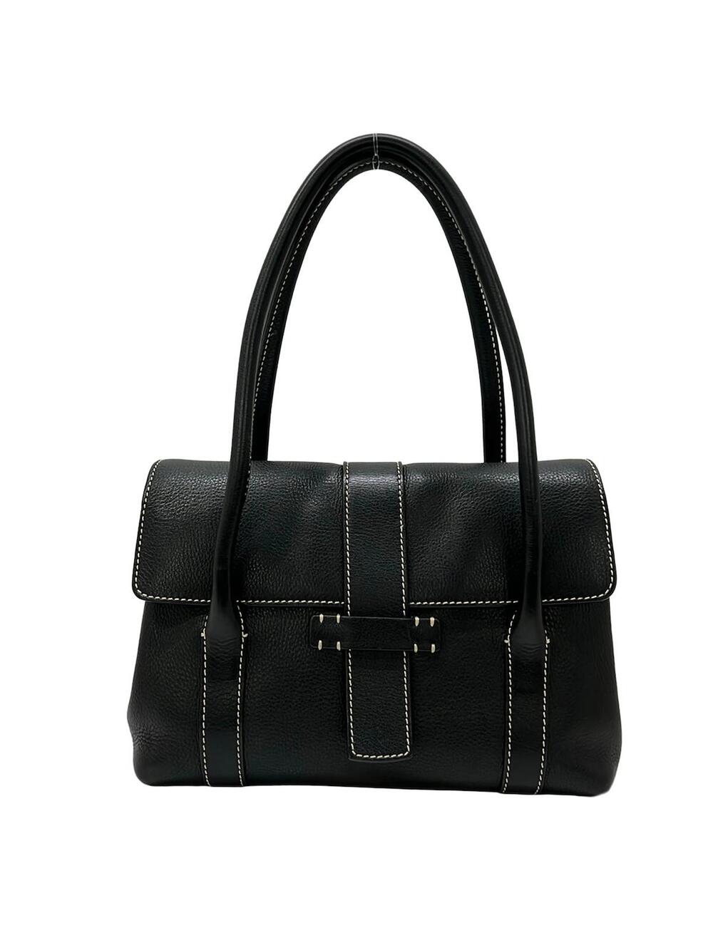 Loro Piana Black Leather Shoulder Bag #279445L62B - Picture 1 of 9